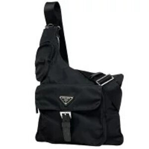 Prada Plate Shoulder Bag Body Belt Bum Crossbody Nero Black